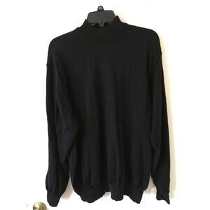 Marconi le Collezioni Black Mock Turtleneck 100% Pure New Wool XL Made in Italy